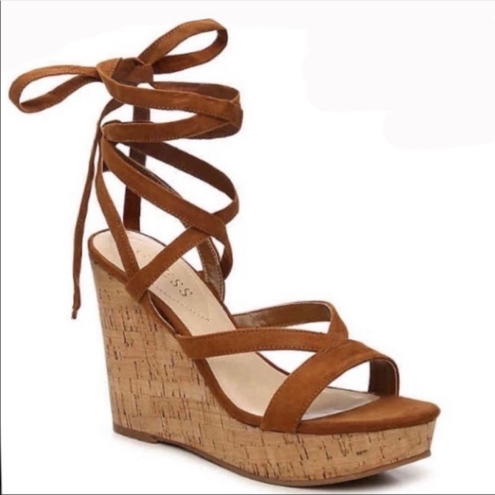 Guess Suede Lace-Up Wedges